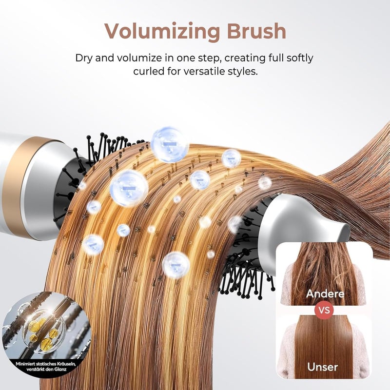 trylater 5 in 1 Hair Dryer Brush Set, Blow Dryer Brush with Air Style Wrap Hair Styler, Negative Ionic Magic Style Set, Detachable Air Curler for Volumizer,Straightener,Drying - Image 4